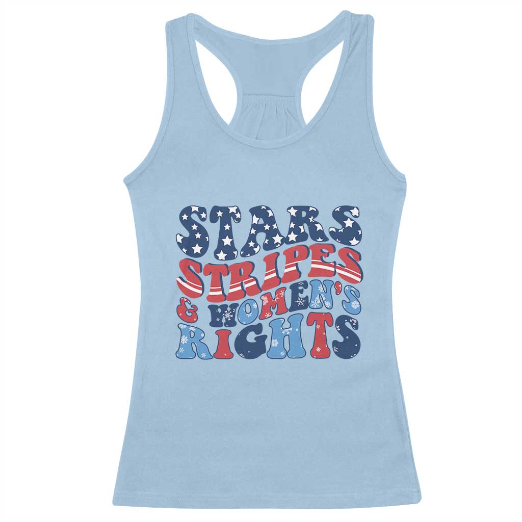 Stars Stripes And Women Rights Racerback Tank Top Groovy Retro 4th Of July - Wonder Print Shop