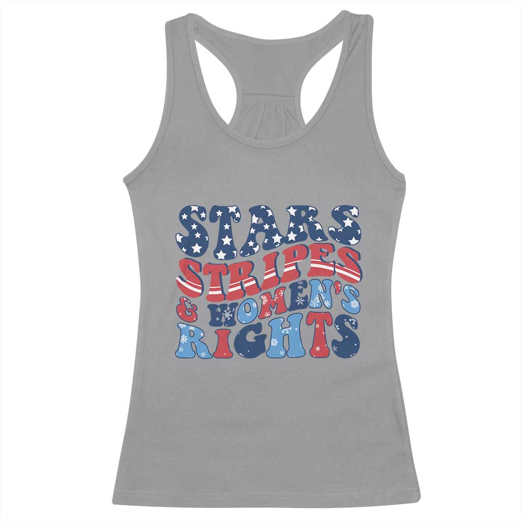 Stars Stripes And Women Rights Racerback Tank Top Groovy Retro 4th Of July - Wonder Print Shop