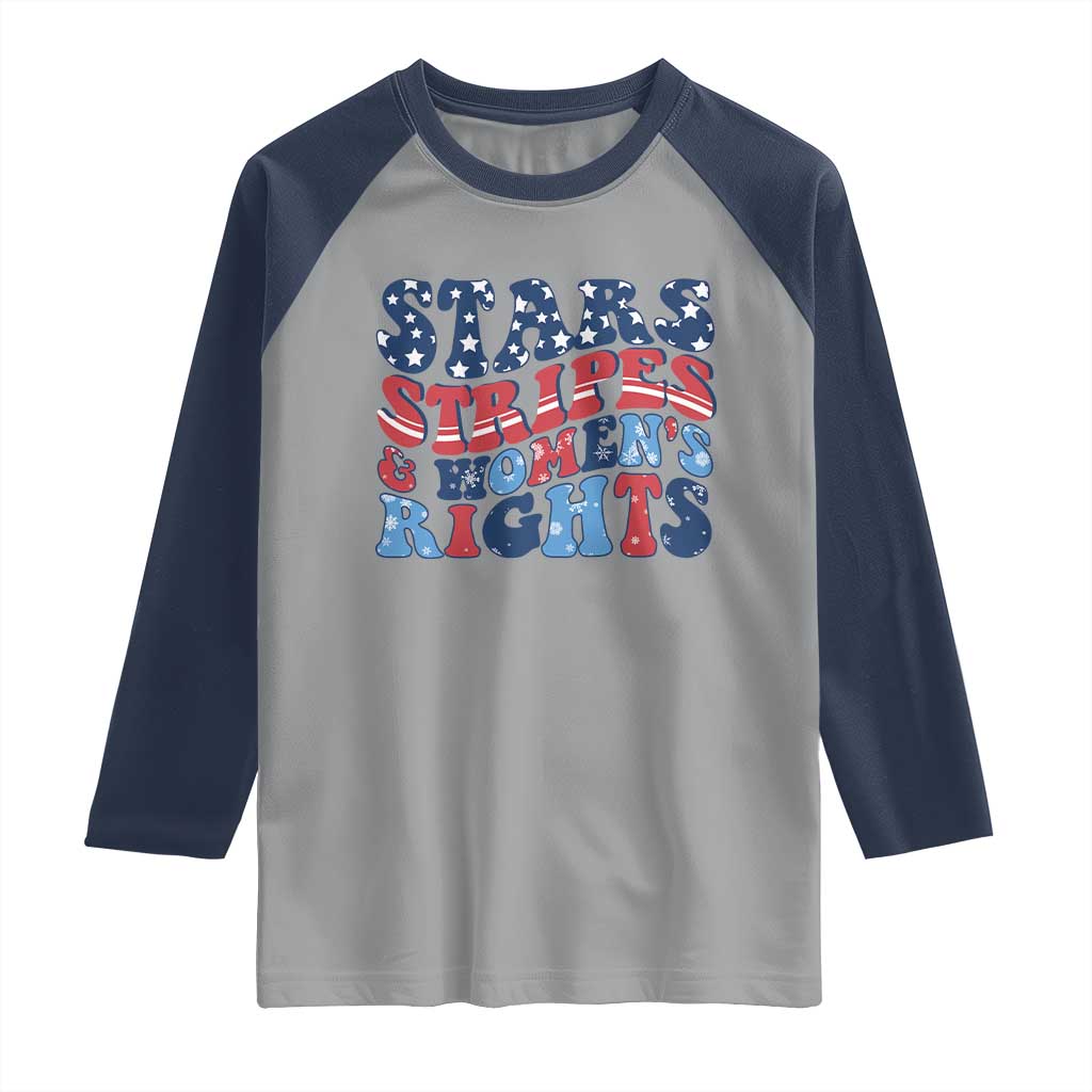 Stars Stripes And Women Rights Raglan Shirt Groovy Retro 4th Of July - Wonder Print Shop