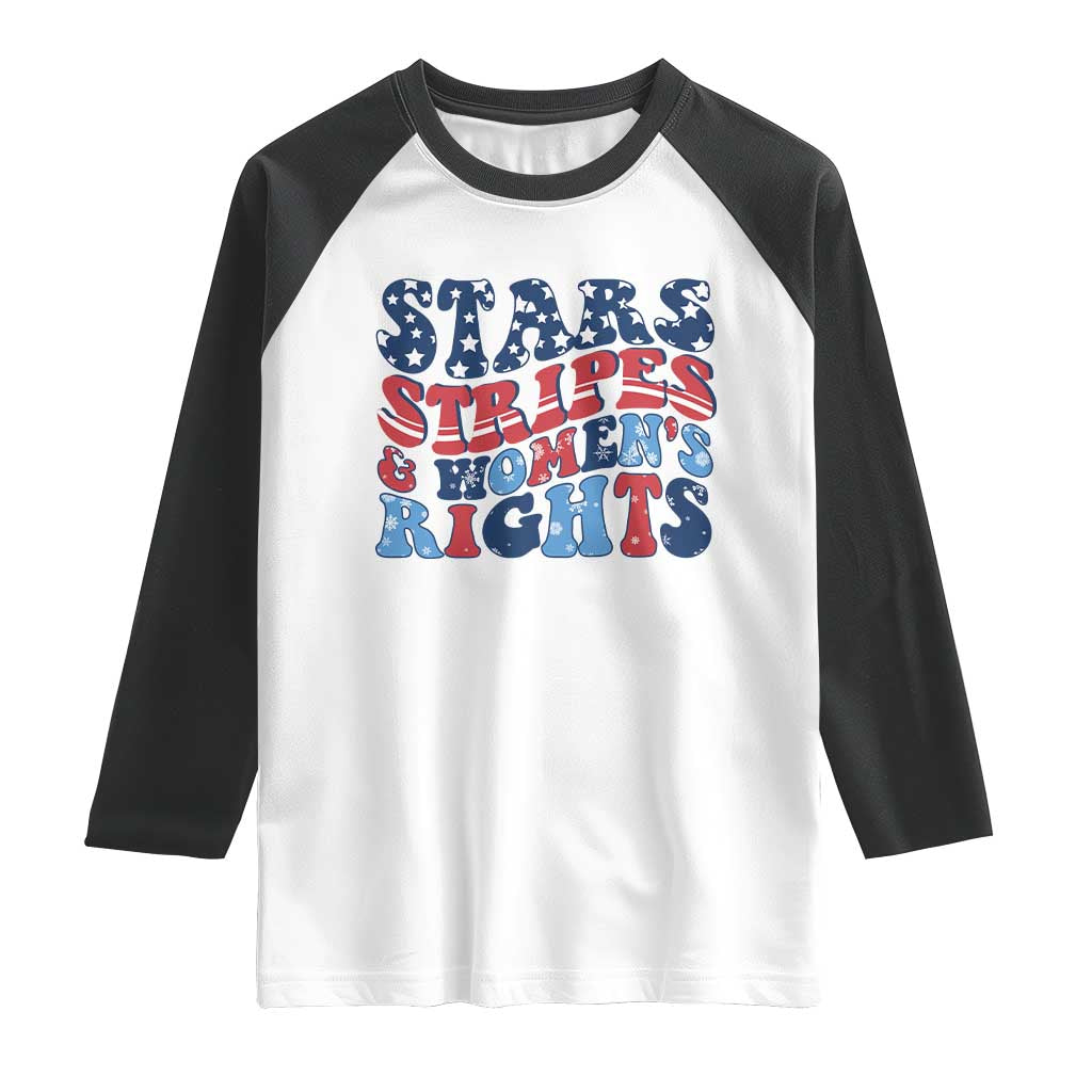 Stars Stripes And Women Rights Raglan Shirt Groovy Retro 4th Of July - Wonder Print Shop