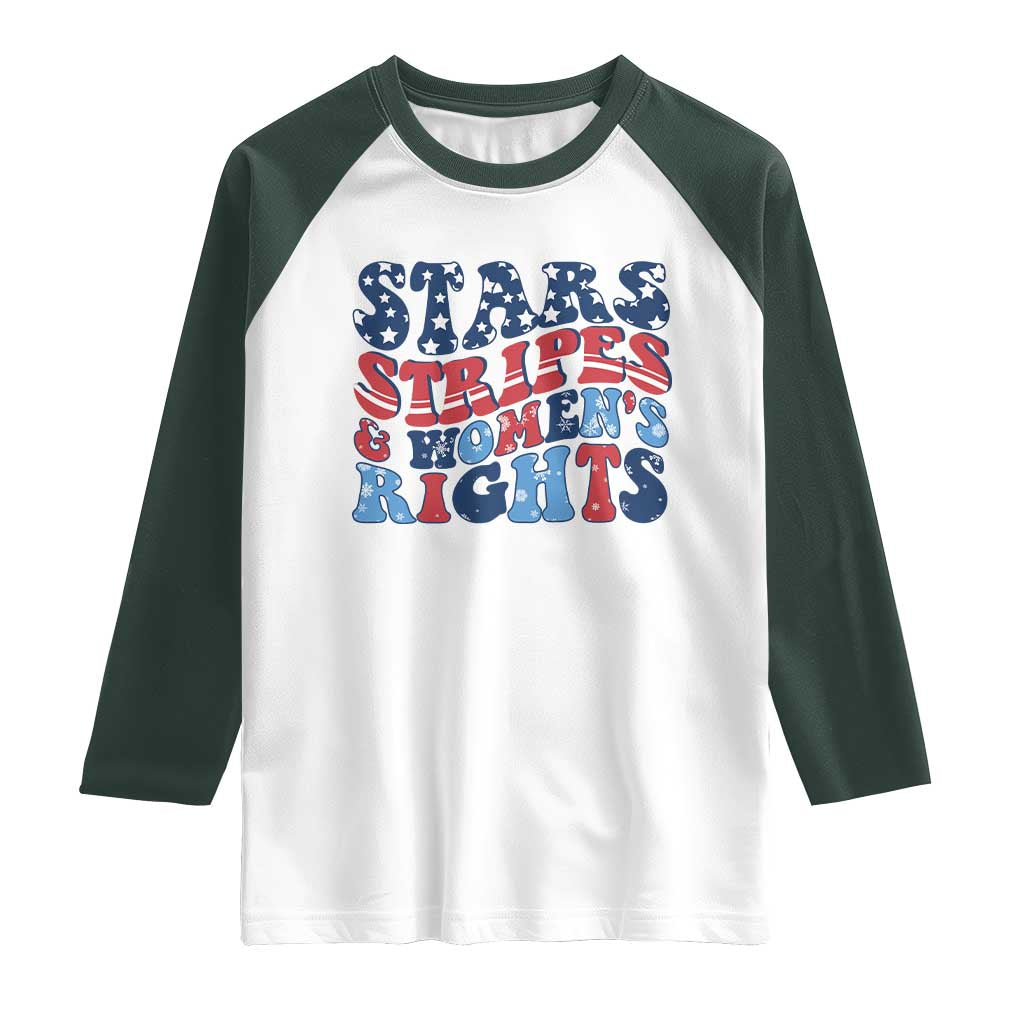 Stars Stripes And Women Rights Raglan Shirt Groovy Retro 4th Of July - Wonder Print Shop