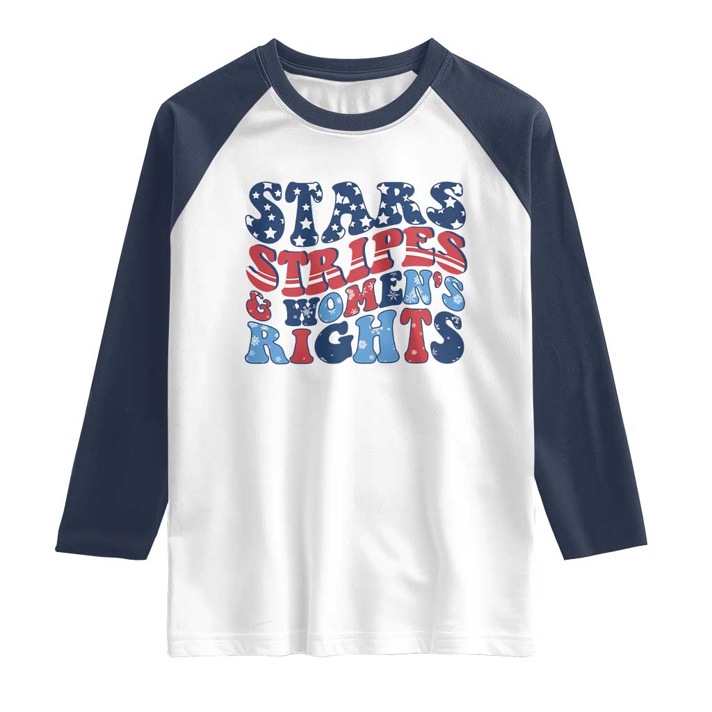 Stars Stripes And Women Rights Raglan Shirt Groovy Retro 4th Of July - Wonder Print Shop