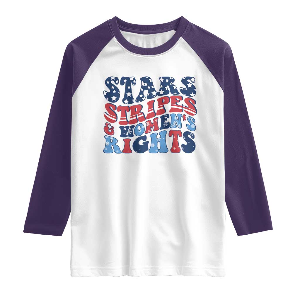 Stars Stripes And Women Rights Raglan Shirt Groovy Retro 4th Of July - Wonder Print Shop