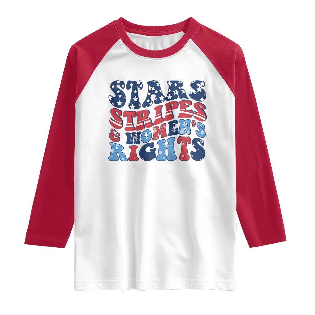 Stars Stripes And Women Rights Raglan Shirt Groovy Retro 4th Of July - Wonder Print Shop