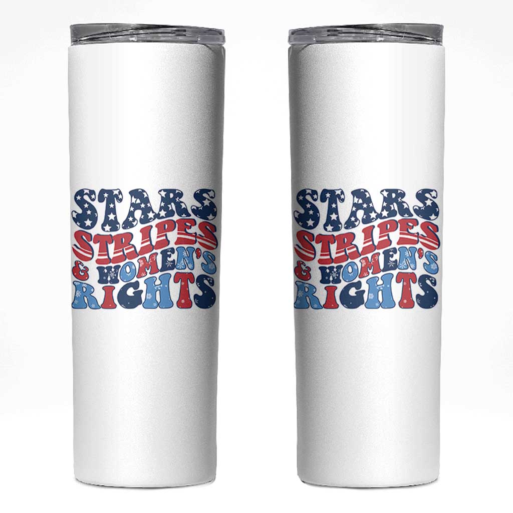 Stars Stripes And Women Rights Skinny Tumbler Groovy Retro 4th Of July - Wonder Print Shop