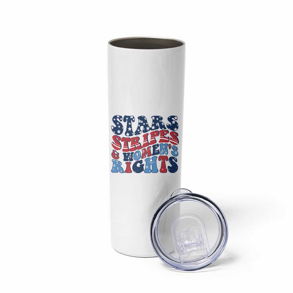 Stars Stripes And Women Rights Skinny Tumbler Groovy Retro 4th Of July - Wonder Print Shop