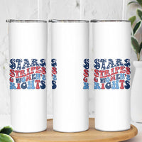 Stars Stripes And Women Rights Skinny Tumbler Groovy Retro 4th Of July - Wonder Print Shop
