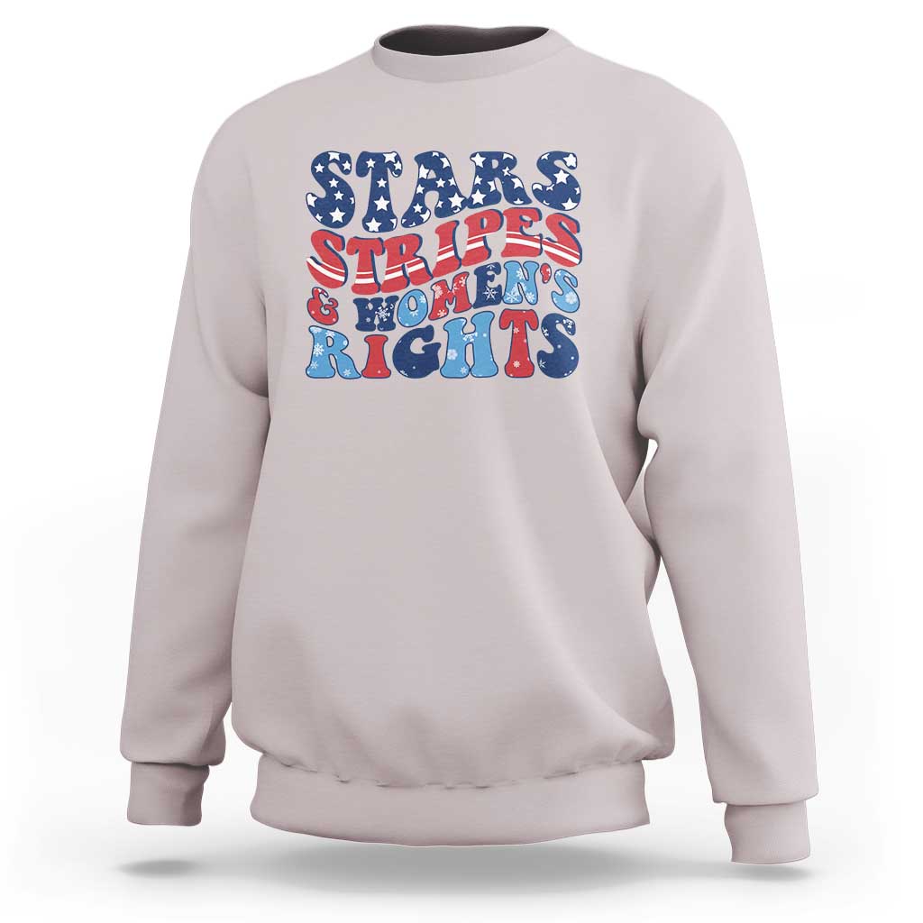 Stars Stripes And Women Rights Sweatshirt Groovy Retro 4th Of July - Wonder Print Shop