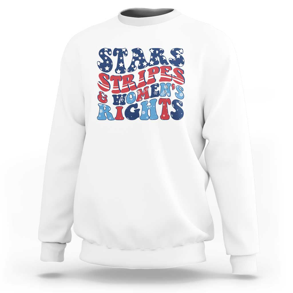 Stars Stripes And Women Rights Sweatshirt Groovy Retro 4th Of July - Wonder Print Shop