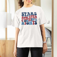 Stars Stripes And Women Rights T Shirt For Women Groovy Retro 4th Of July - Wonder Print Shop
