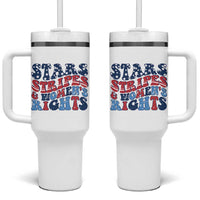 Stars Stripes And Women Rights Tumbler With Handle Groovy Retro 4th Of July - Wonder Print Shop