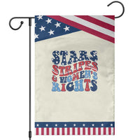 Stars Stripes And Women Rights Garden Flag Groovy Retro 4th Of July