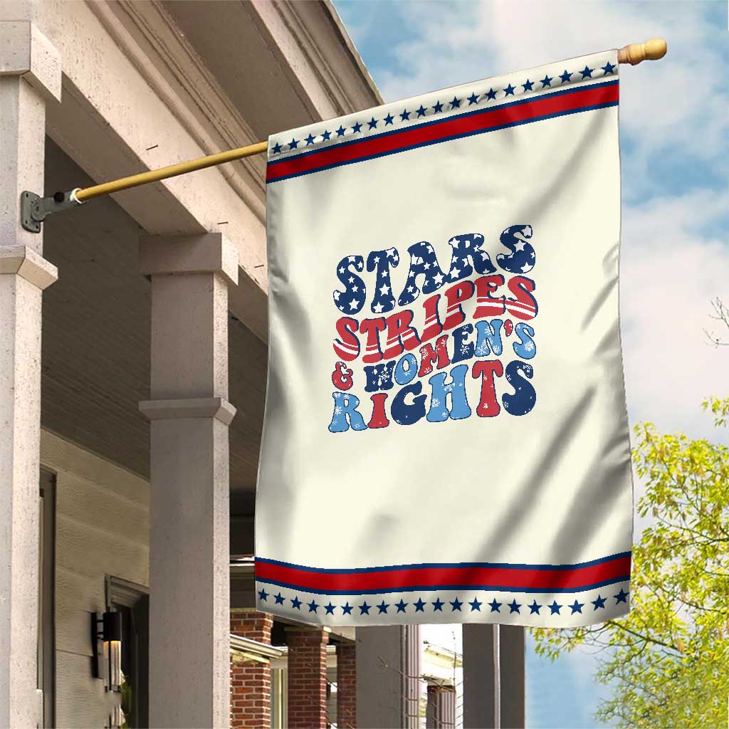 Stars Stripes And Women Rights Garden Flag Groovy Retro 4th Of July