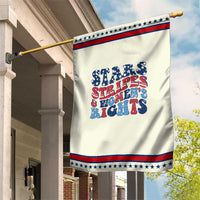 Stars Stripes And Women Rights Garden Flag Groovy Retro 4th Of July