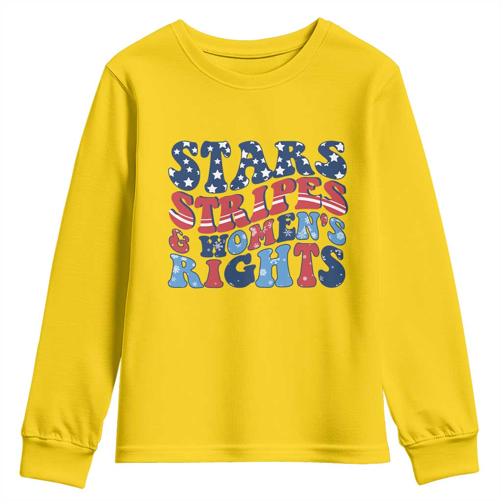 Stars Stripes And Women Rights Youth Sweatshirt Groovy Retro 4th Of July - Wonder Print Shop