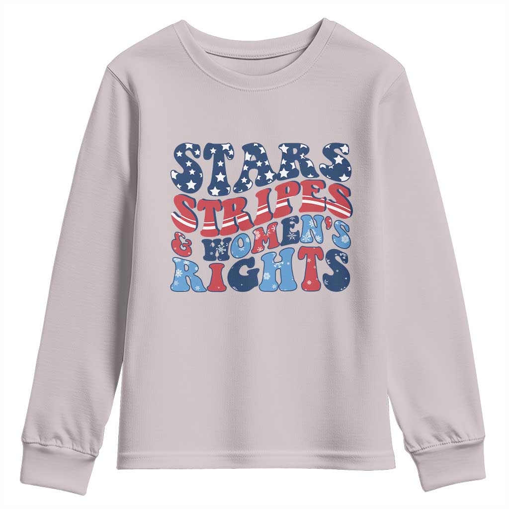 Stars Stripes And Women Rights Youth Sweatshirt Groovy Retro 4th Of July - Wonder Print Shop