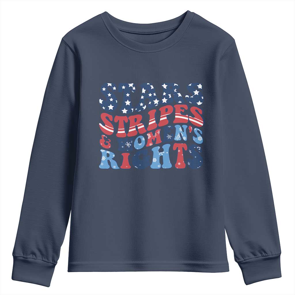 Stars Stripes And Women Rights Youth Sweatshirt Groovy Retro 4th Of July - Wonder Print Shop