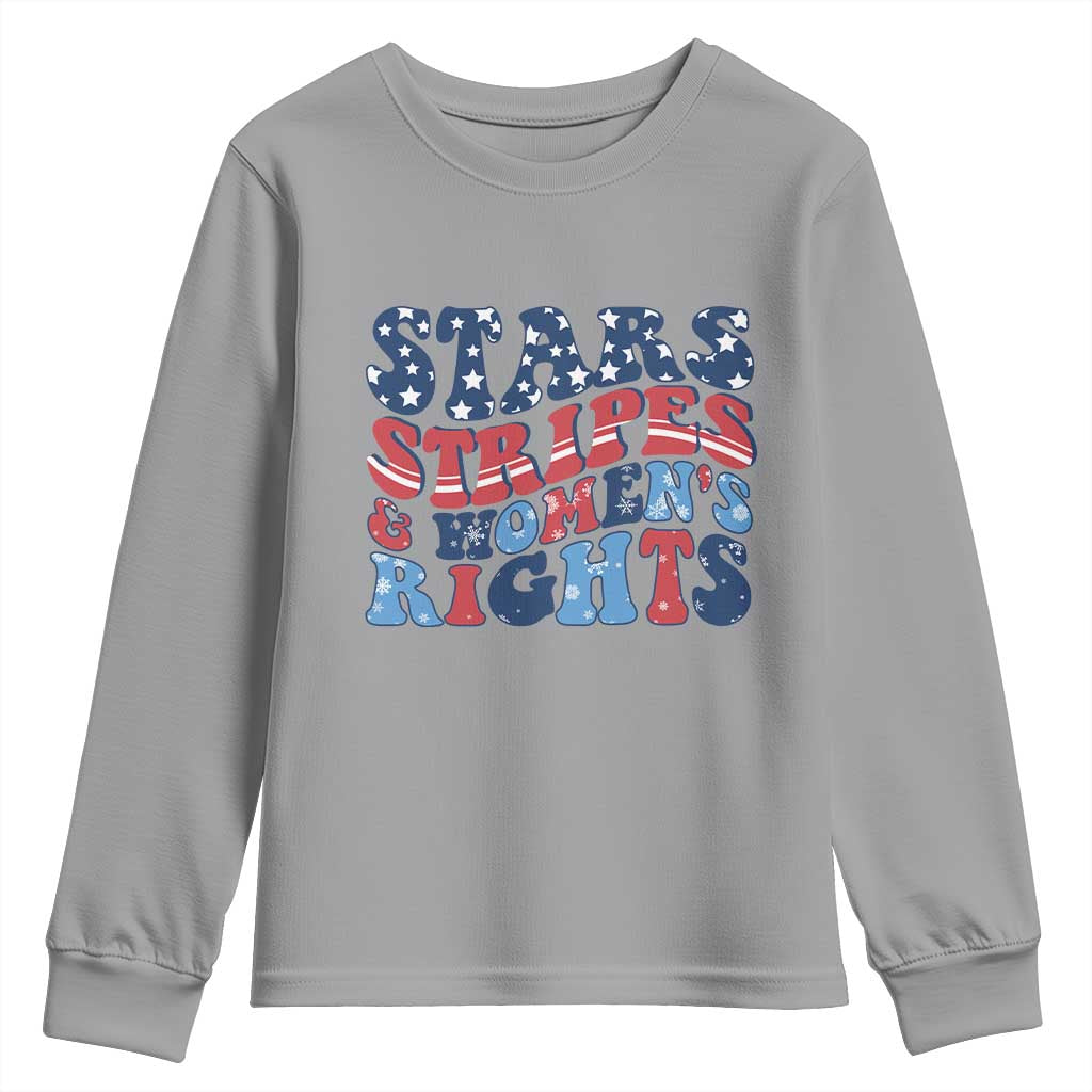 Stars Stripes And Women Rights Youth Sweatshirt Groovy Retro 4th Of July - Wonder Print Shop