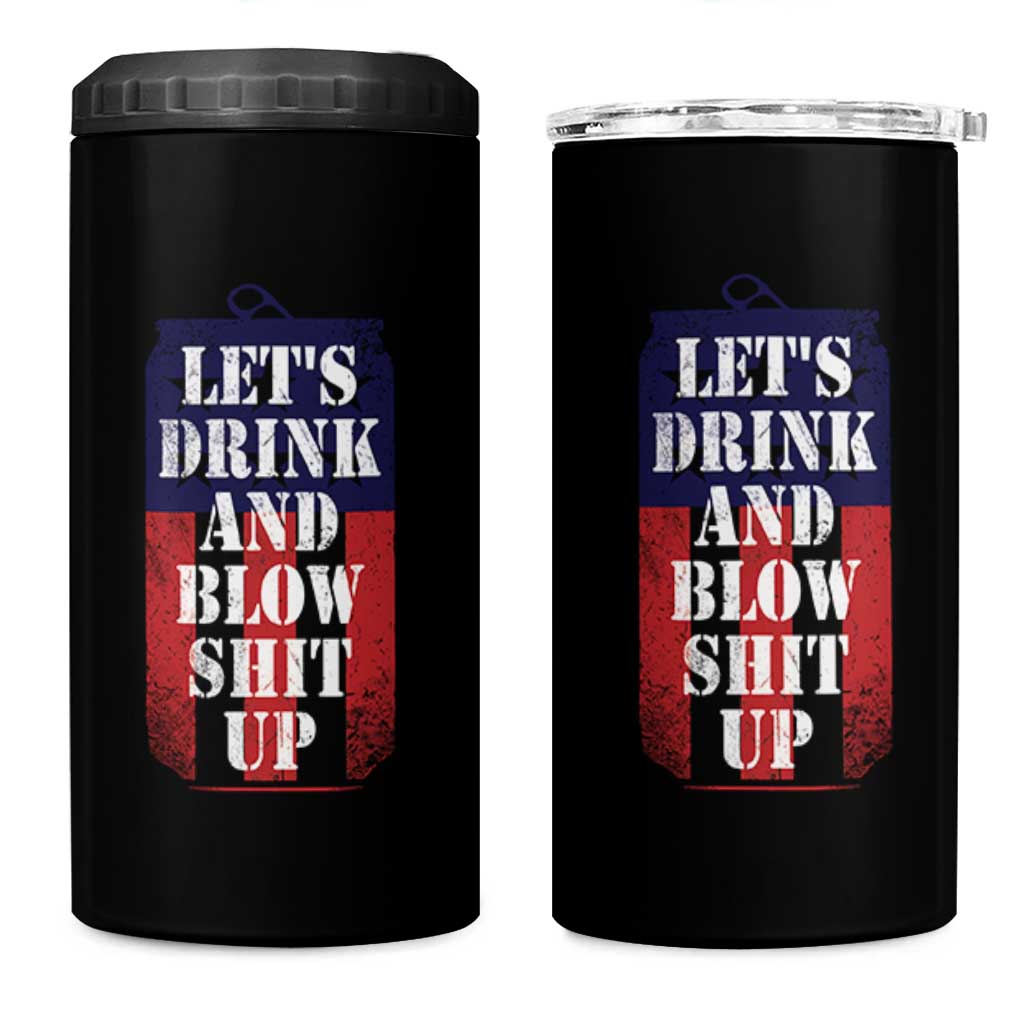 Funny Beer American Flag 4th of July 4 in 1 Can Cooler Tumbler Merica Drinking USA - Wonder Print Shop