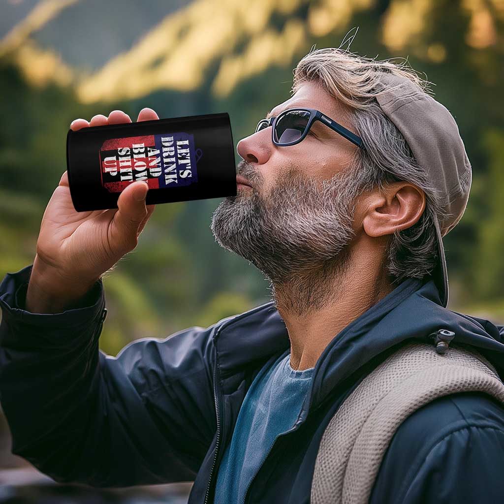 Funny Beer American Flag 4th of July 4 in 1 Can Cooler Tumbler Merica Drinking USA - Wonder Print Shop