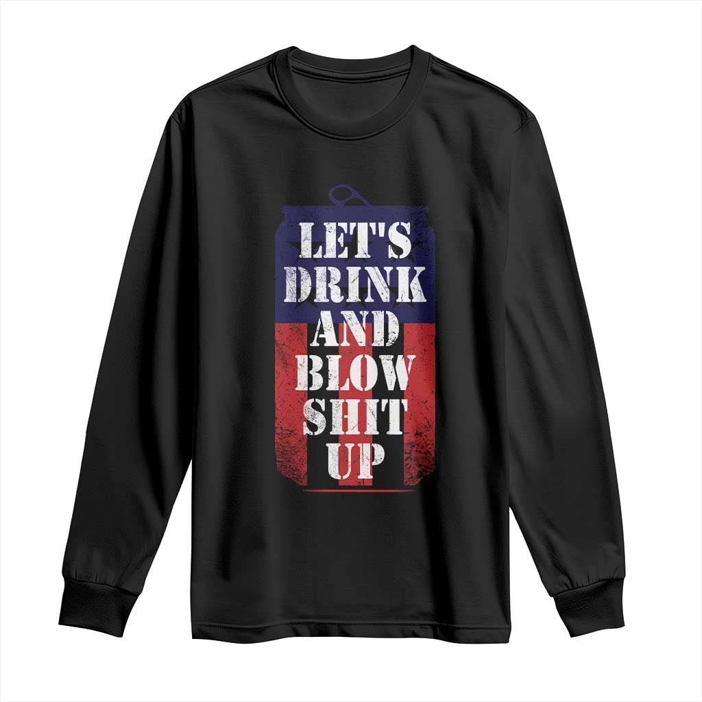 Funny Beer American Flag 4th of July Long Sleeve Shirt Merica Drinking USA - Wonder Print Shop