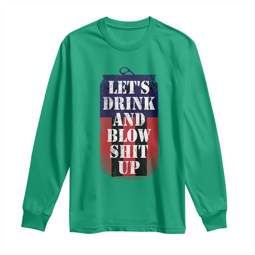 Funny Beer American Flag 4th of July Long Sleeve Shirt Merica Drinking USA - Wonder Print Shop
