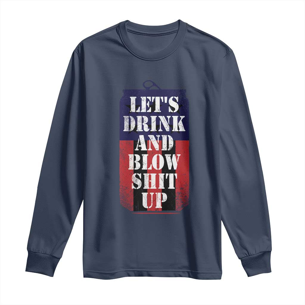 Funny Beer American Flag 4th of July Long Sleeve Shirt Merica Drinking USA - Wonder Print Shop