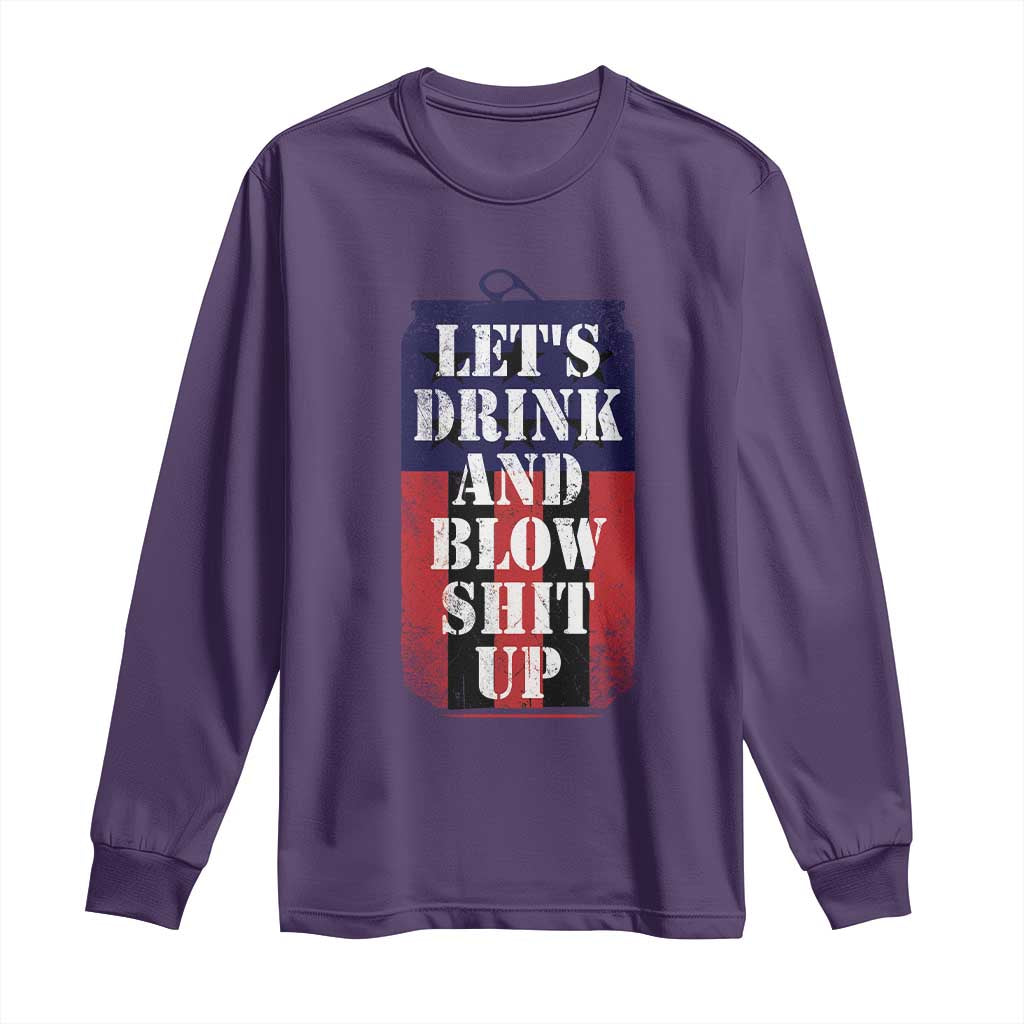 Funny Beer American Flag 4th of July Long Sleeve Shirt Merica Drinking USA - Wonder Print Shop