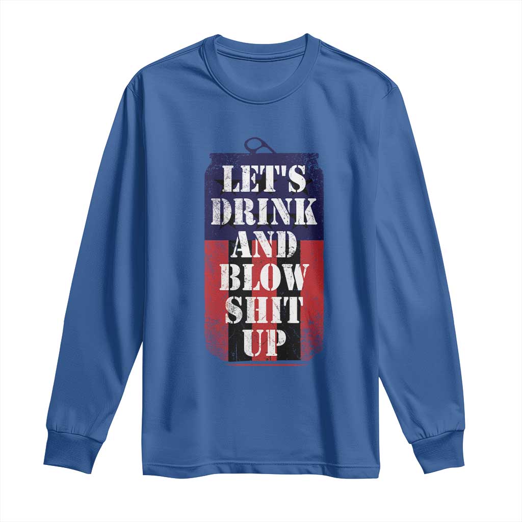 Funny Beer American Flag 4th of July Long Sleeve Shirt Merica Drinking USA - Wonder Print Shop