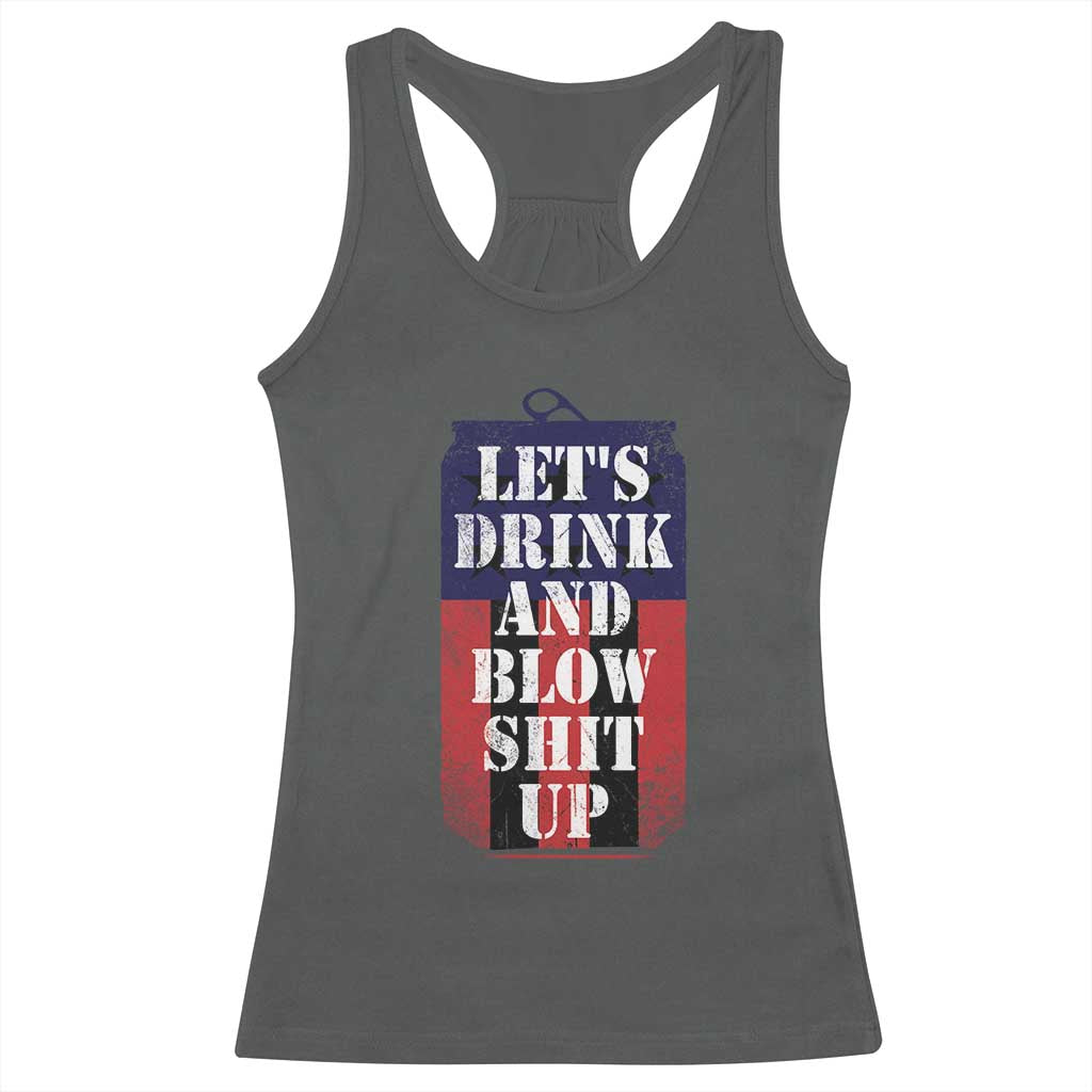 Funny Beer American Flag 4th of July Racerback Tank Top Merica Drinking USA - Wonder Print Shop