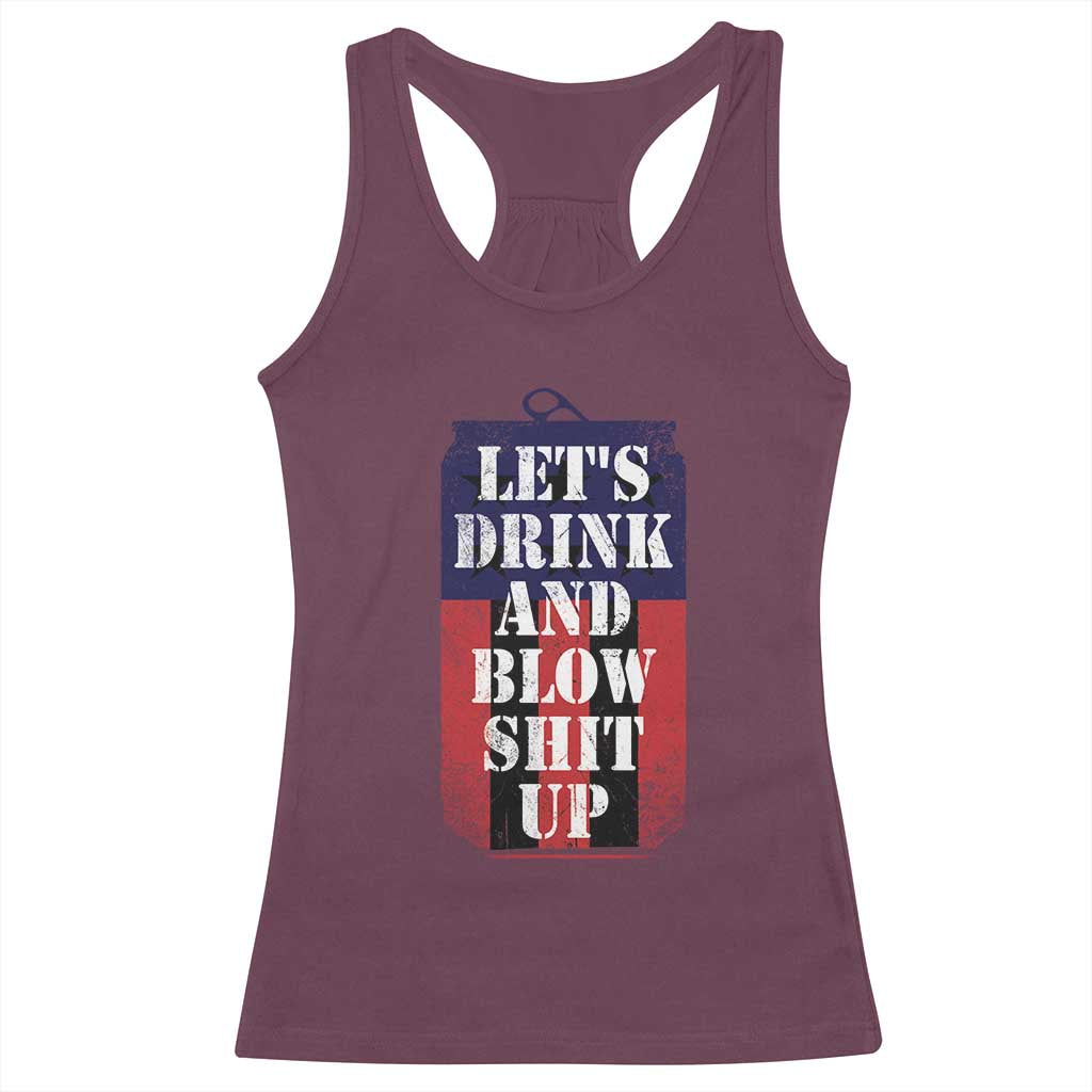 Funny Beer American Flag 4th of July Racerback Tank Top Merica Drinking USA - Wonder Print Shop