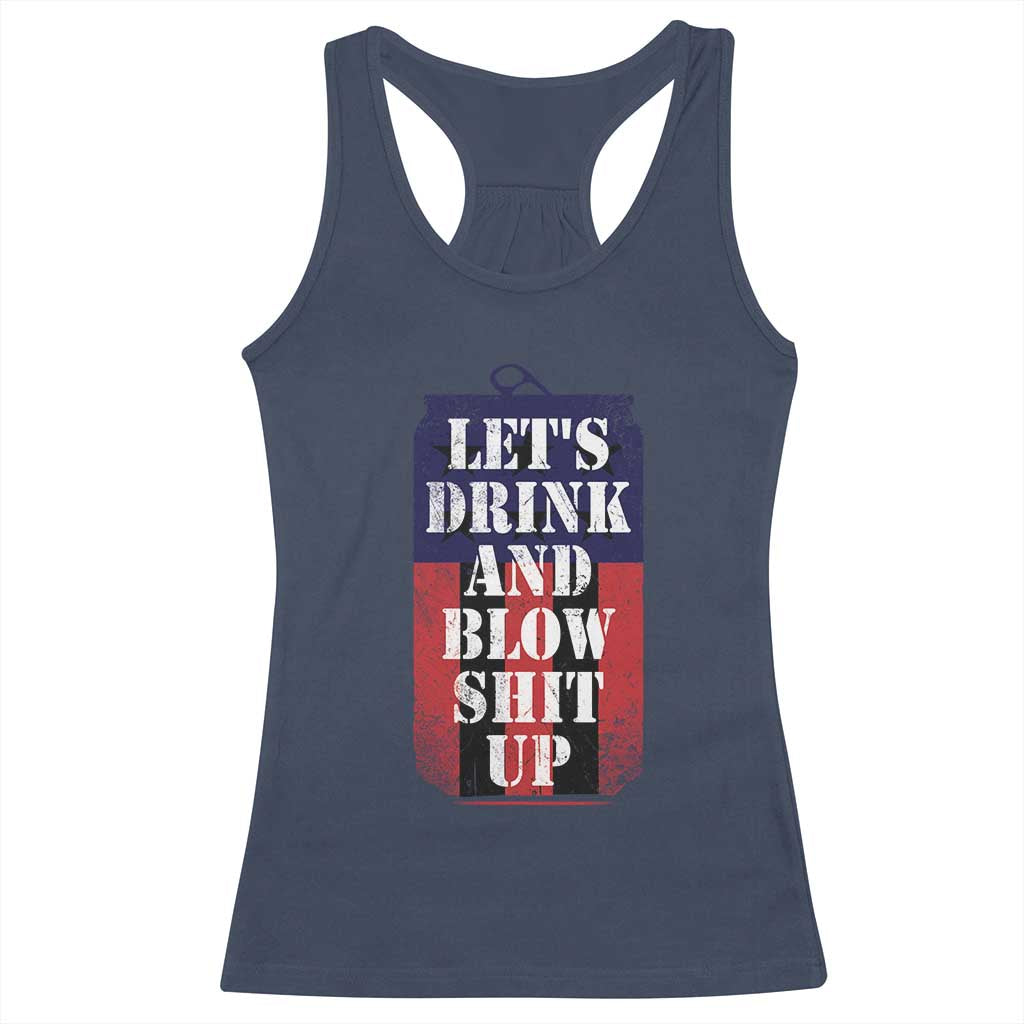 Funny Beer American Flag 4th of July Racerback Tank Top Merica Drinking USA - Wonder Print Shop
