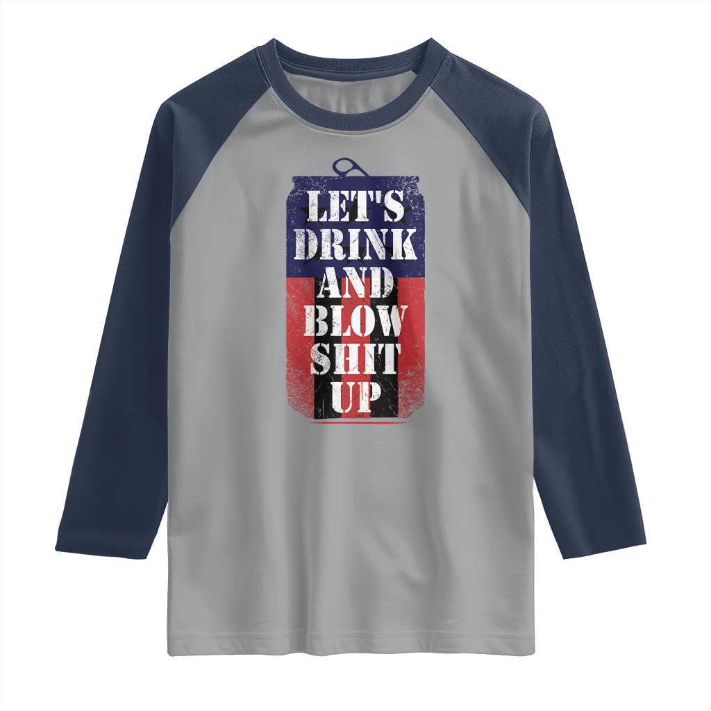 Funny Beer American Flag 4th of July Raglan Shirt Merica Drinking USA - Wonder Print Shop