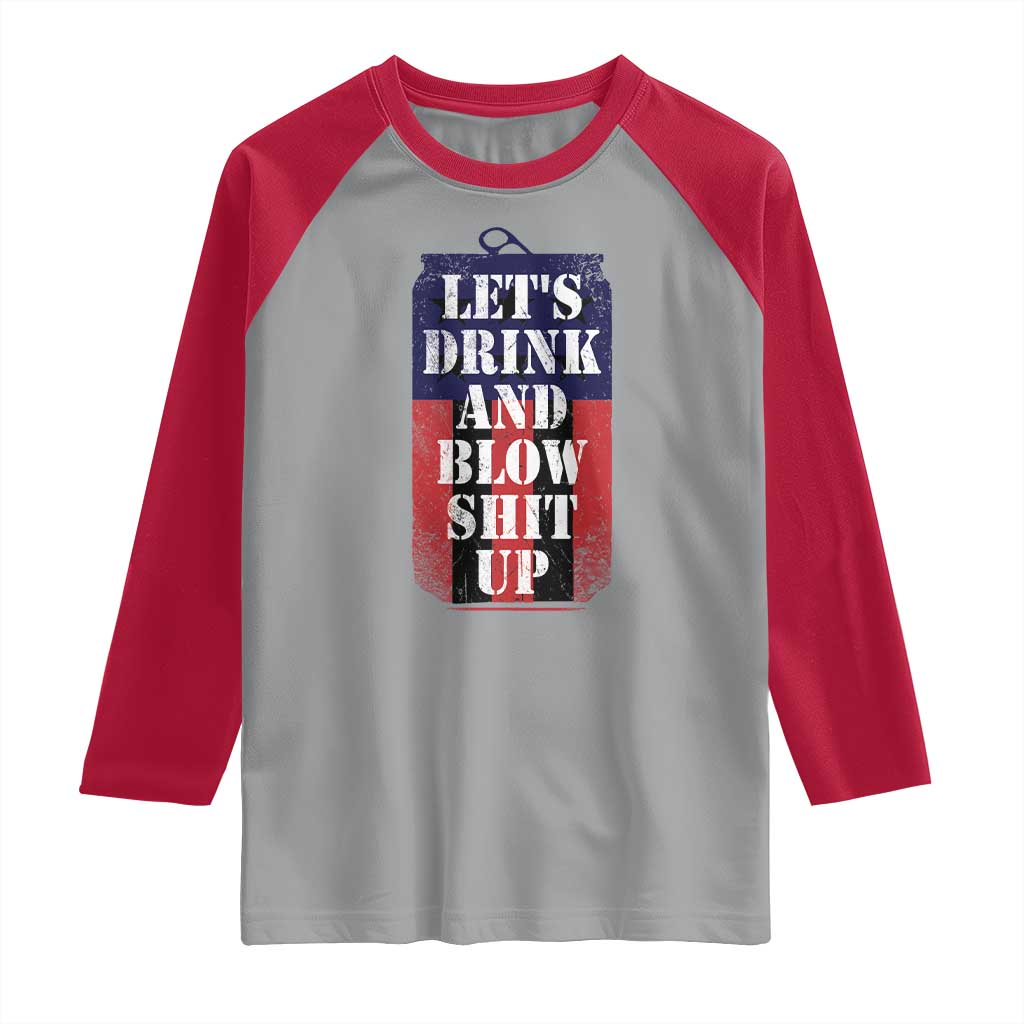 Funny Beer American Flag 4th of July Raglan Shirt Merica Drinking USA - Wonder Print Shop