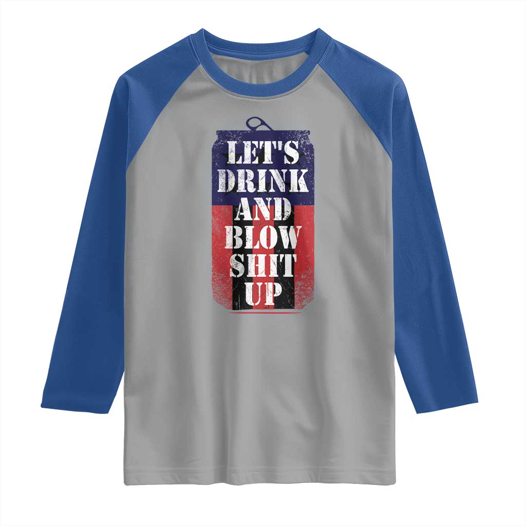 Funny Beer American Flag 4th of July Raglan Shirt Merica Drinking USA - Wonder Print Shop