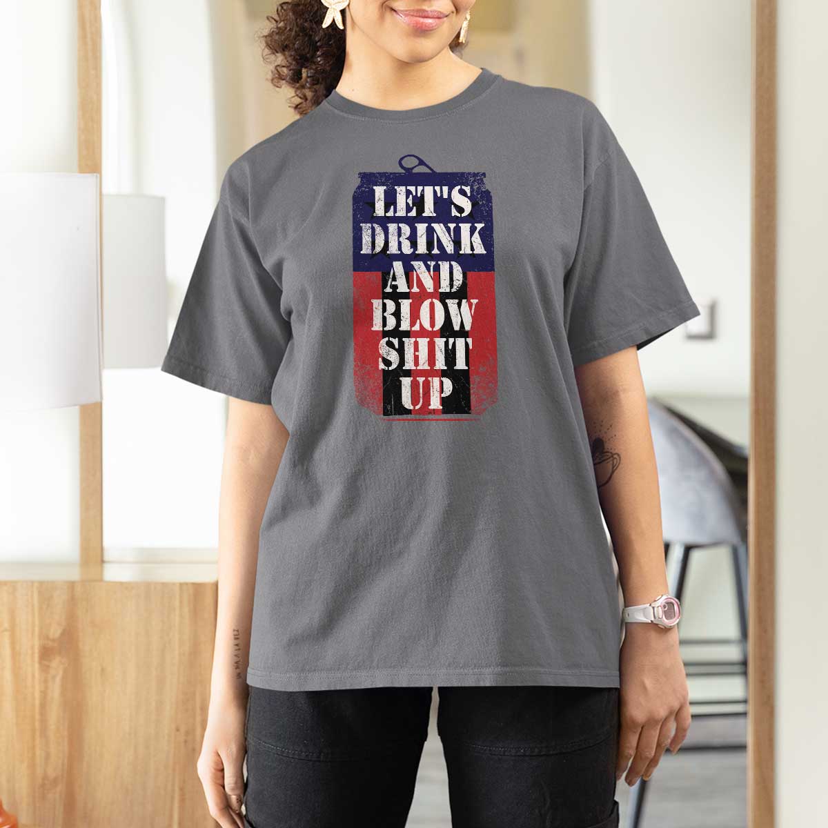 Funny Beer American Flag 4th of July T Shirt For Women Merica Drinking USA - Wonder Print Shop