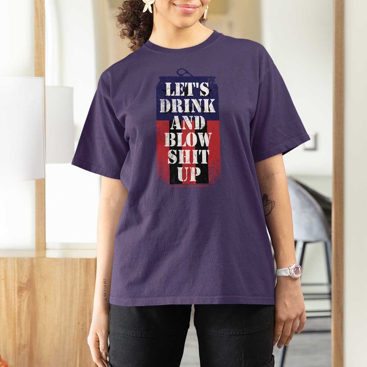 Funny Beer American Flag 4th of July T Shirt For Women Merica Drinking USA - Wonder Print Shop