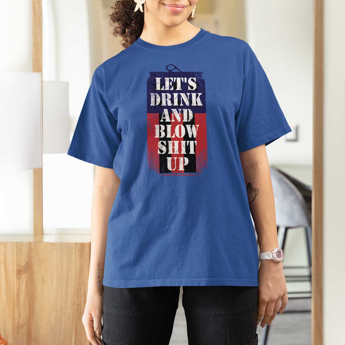Funny Beer American Flag 4th of July T Shirt For Women Merica Drinking USA - Wonder Print Shop