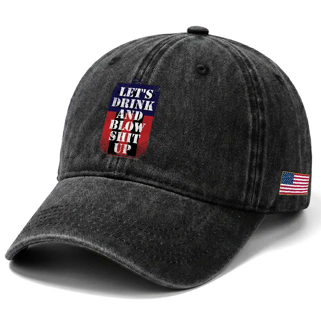 Funny Beer American Flag 4th of July Washed Cotton Baseball Cap Merica Drinking USA