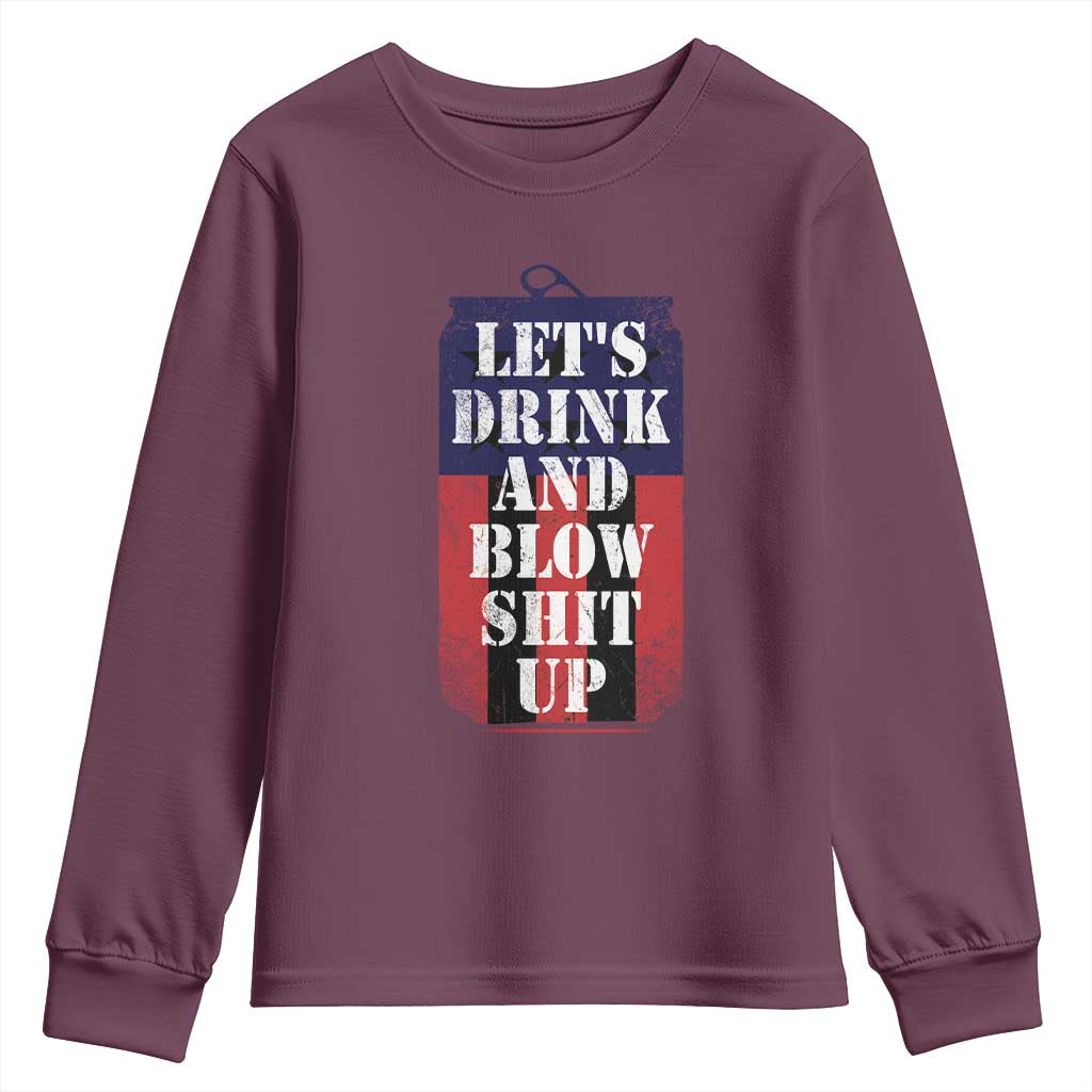 Funny Beer American Flag 4th of July Youth Sweatshirt Merica Drinking USA - Wonder Print Shop