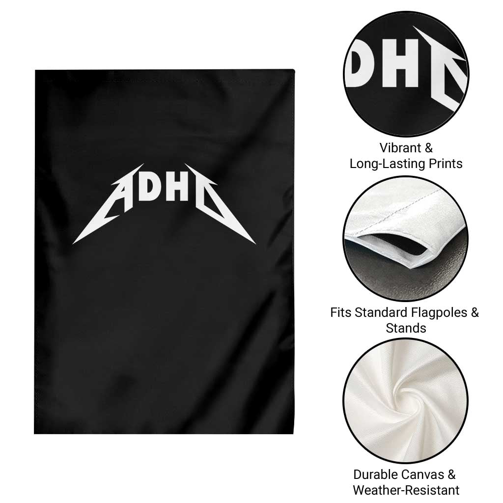 ADHD Garden Flag Funny Heavy Metal Rock Music Design Meme - Wonder Print Shop