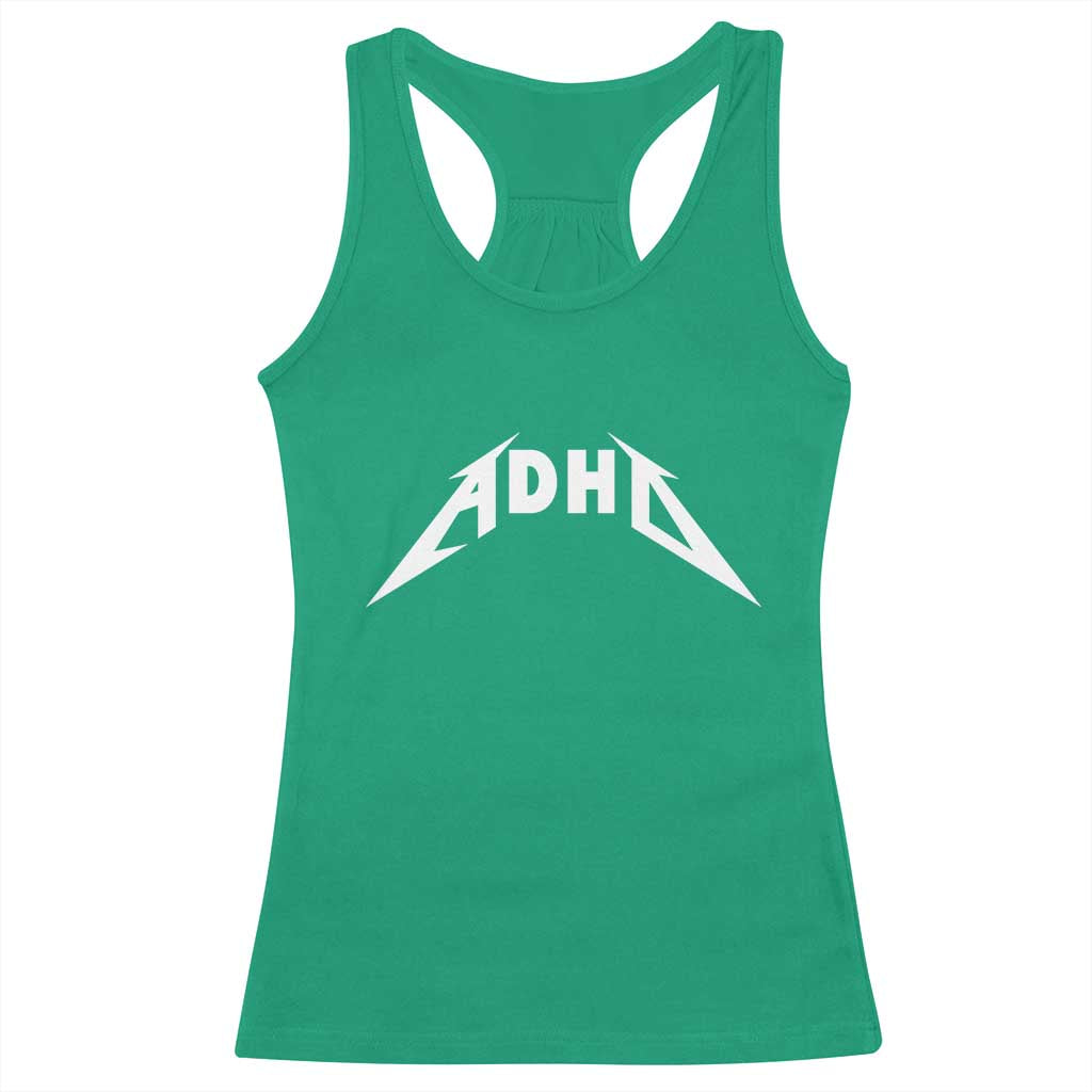 ADHD Racerback Tank Top Funny Heavy Metal Rock Music Design Meme - Wonder Print Shop
