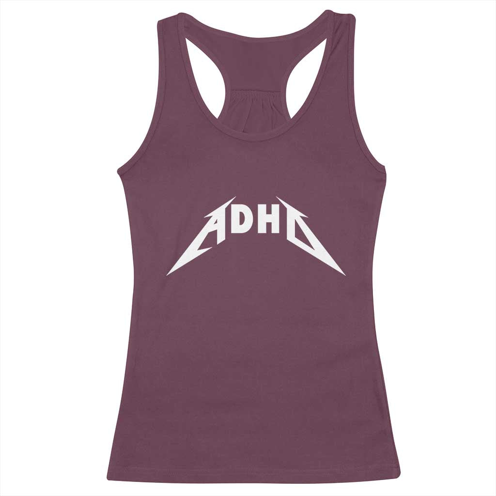 ADHD Racerback Tank Top Funny Heavy Metal Rock Music Design Meme - Wonder Print Shop