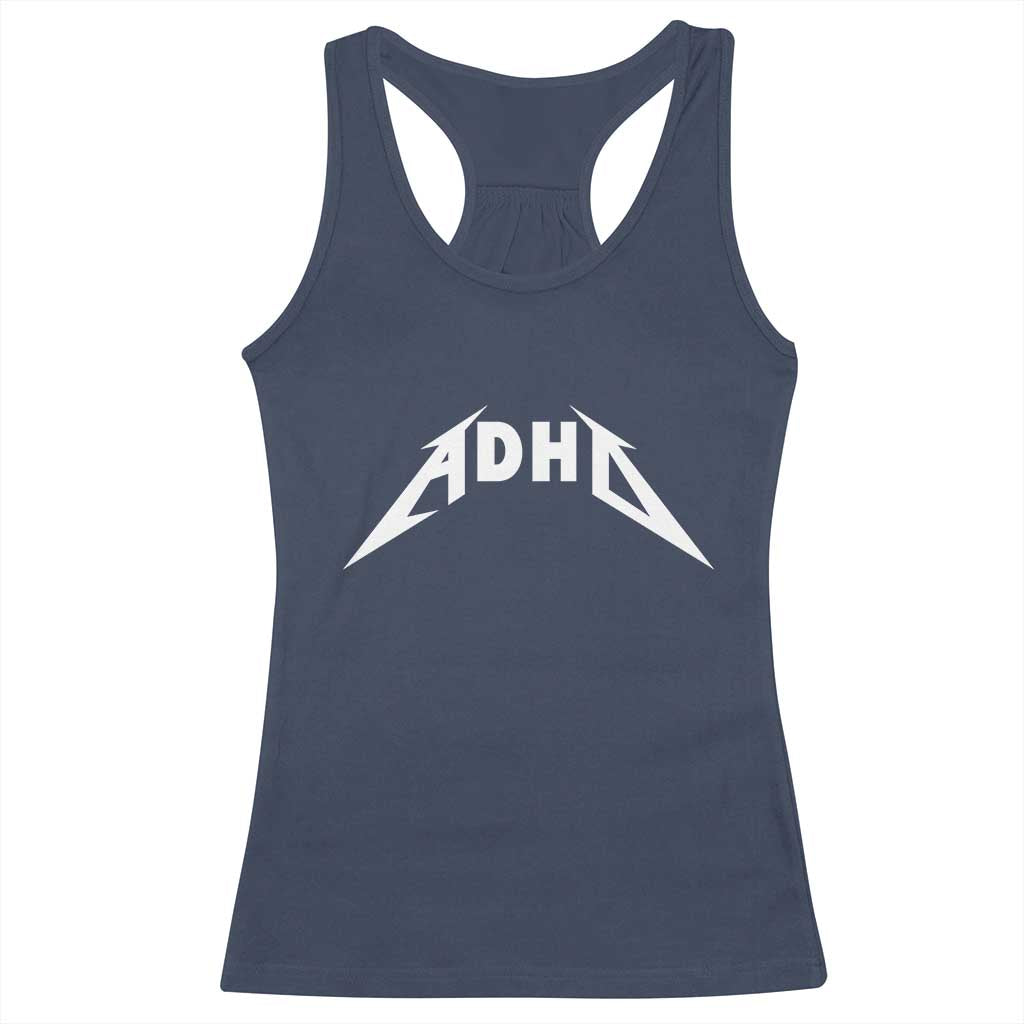 ADHD Racerback Tank Top Funny Heavy Metal Rock Music Design Meme - Wonder Print Shop