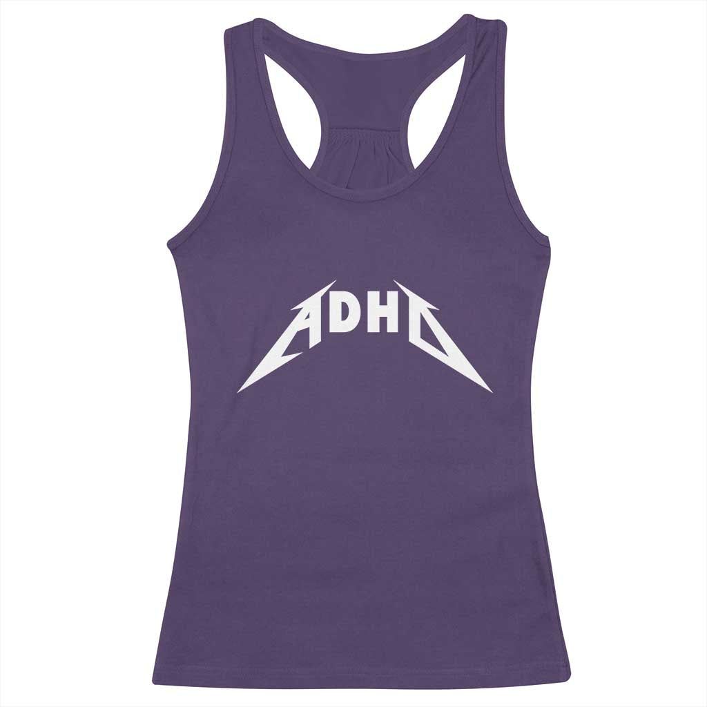ADHD Racerback Tank Top Funny Heavy Metal Rock Music Design Meme - Wonder Print Shop