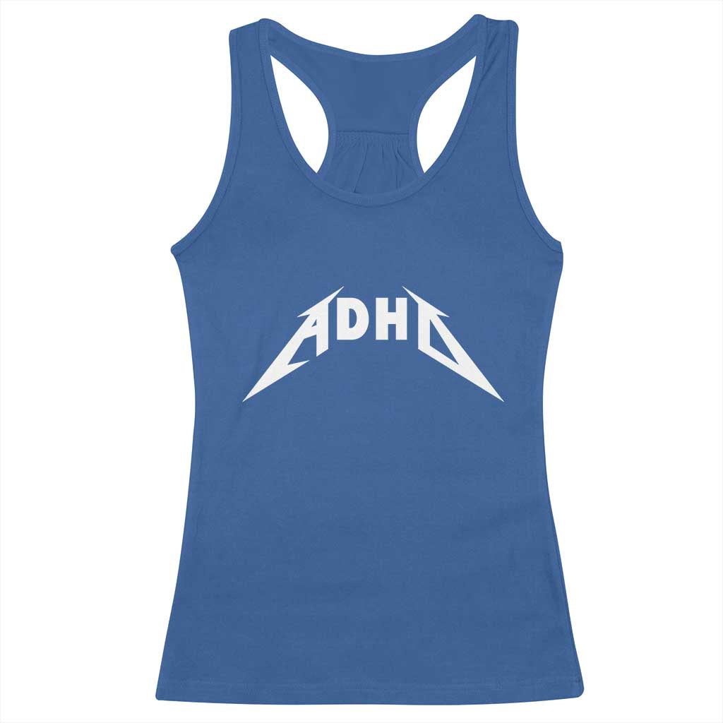 ADHD Racerback Tank Top Funny Heavy Metal Rock Music Design Meme - Wonder Print Shop