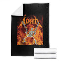 Funny Skeleton ADHD Throw Blanket Meme Flames Neurodivergent Gen Z - Wonder Print Shop