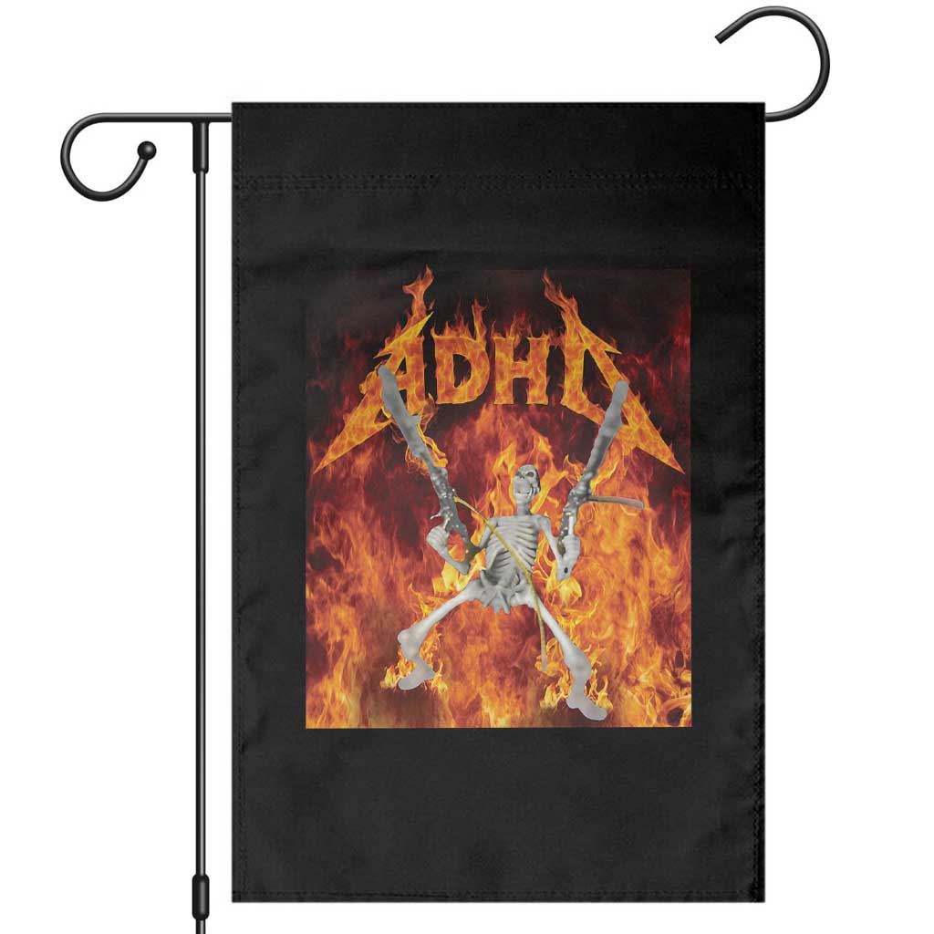 Funny Skeleton ADHD Garden Flag Meme Flames Neurodivergent Gen Z - Wonder Print Shop