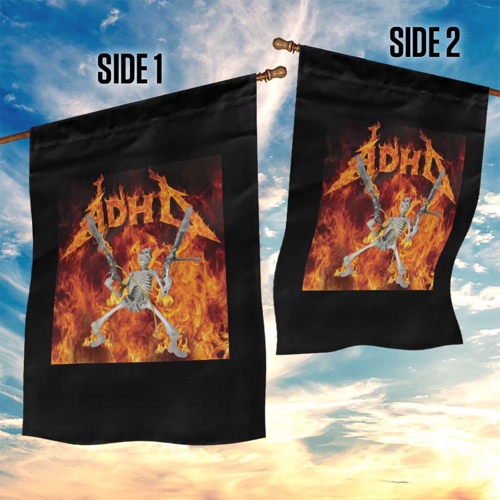 Funny Skeleton ADHD Garden Flag Meme Flames Neurodivergent Gen Z - Wonder Print Shop