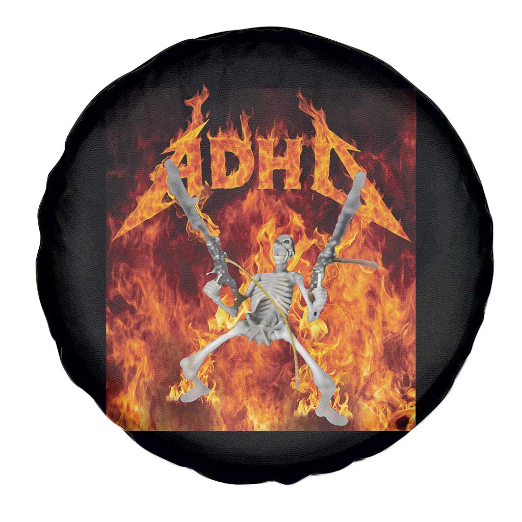 Funny Skeleton ADHD Spare Tire Cover Meme Flames Neurodivergent Gen Z - Wonder Print Shop